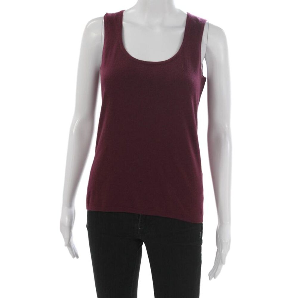Kinross Cashmere Women Red Scoop Neck Sleeveless Tank Size M